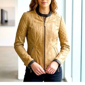 Classic Danier Honey Tan Leather Moto Jacket XS